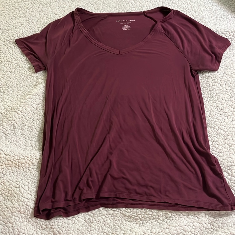 Maroon V neck T shirt
